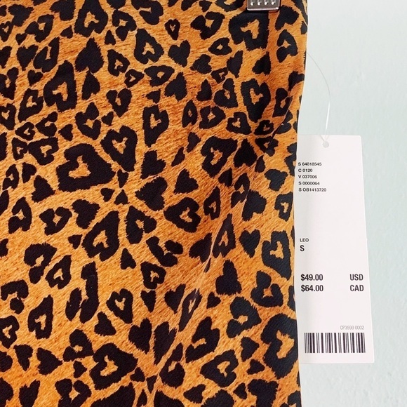 NWT Urban Outfitters Edy Satin Slip Leopard Heart Print Midi Skirt - Picture 5 of 7